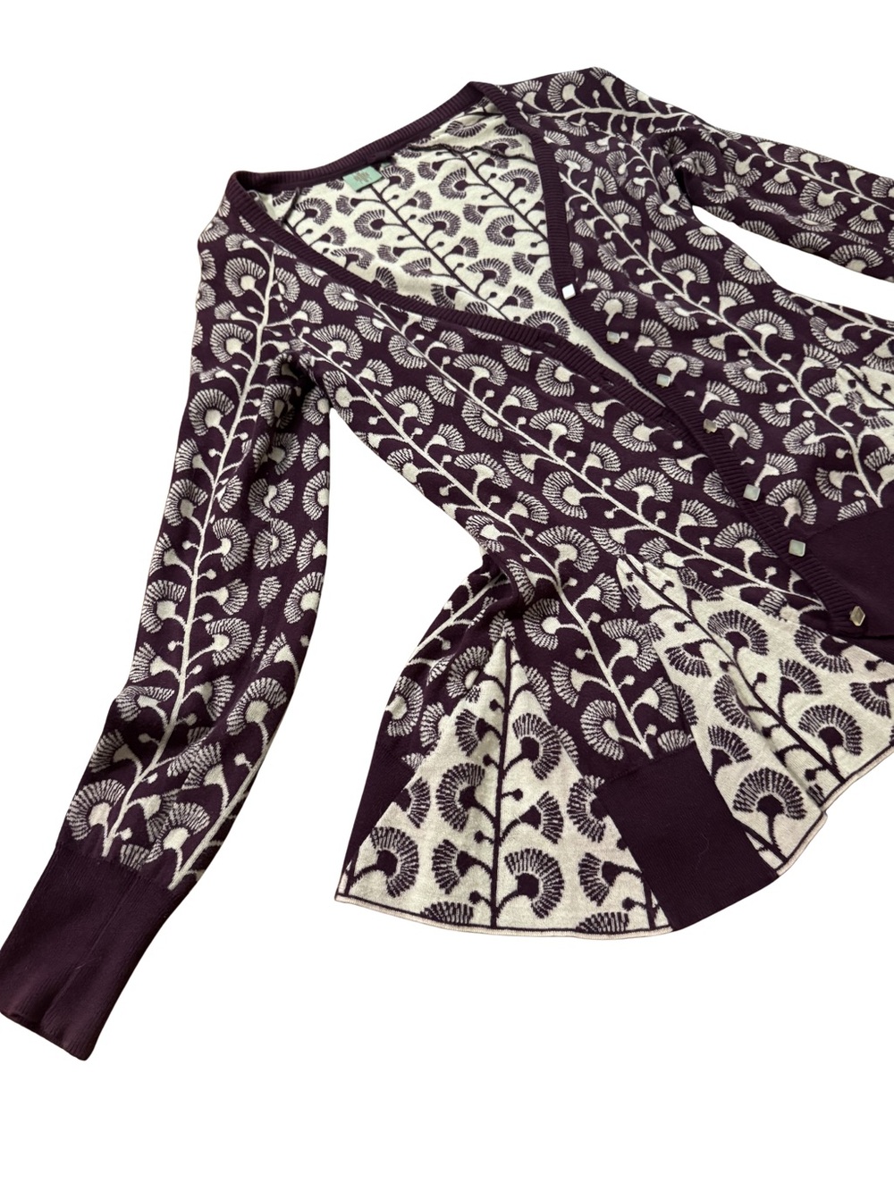 Anthropologie Purple and Cream Patterned Knit Cardigan - Picture 8 of 15